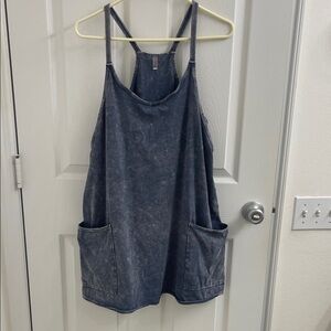 Free People Free movement Hot Shot mini dress with shorts & Pockets. Blue Indigo